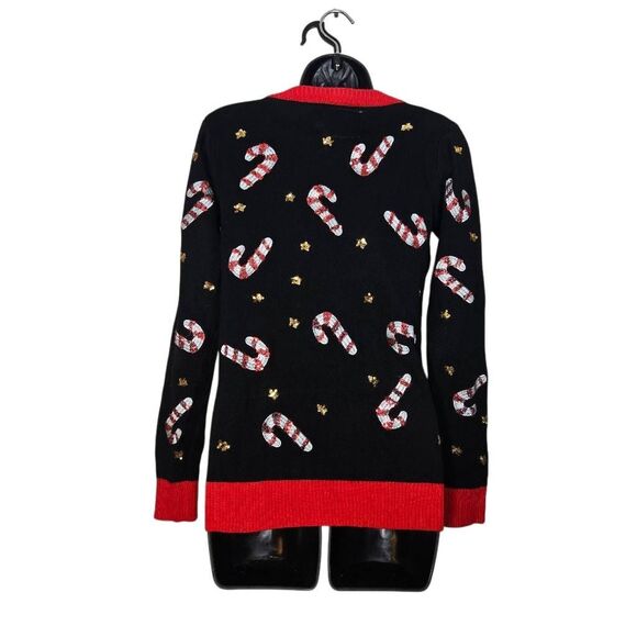Tipsy Elves Ugly Christmas Sweater Cardigan Sz Small  Candy Cane Sequin Holiday - Picture 3 of 5